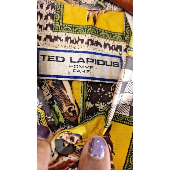 Vtg Adult Rare TED LAPIDUS PARIS Silk Equestrian Button Front Sz Large Cowboy - Picture 3 of 9